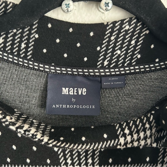 Anthropologie Zoe Maeve Black & White Plaid Polka Dot Knit Dress | Size XL - Picture 8 of 10